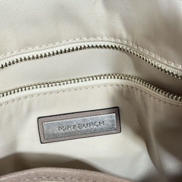 Tory Burch Taupe Distressed Leather Fleming Tote / leather shoulder bag - Picture 9 of 16